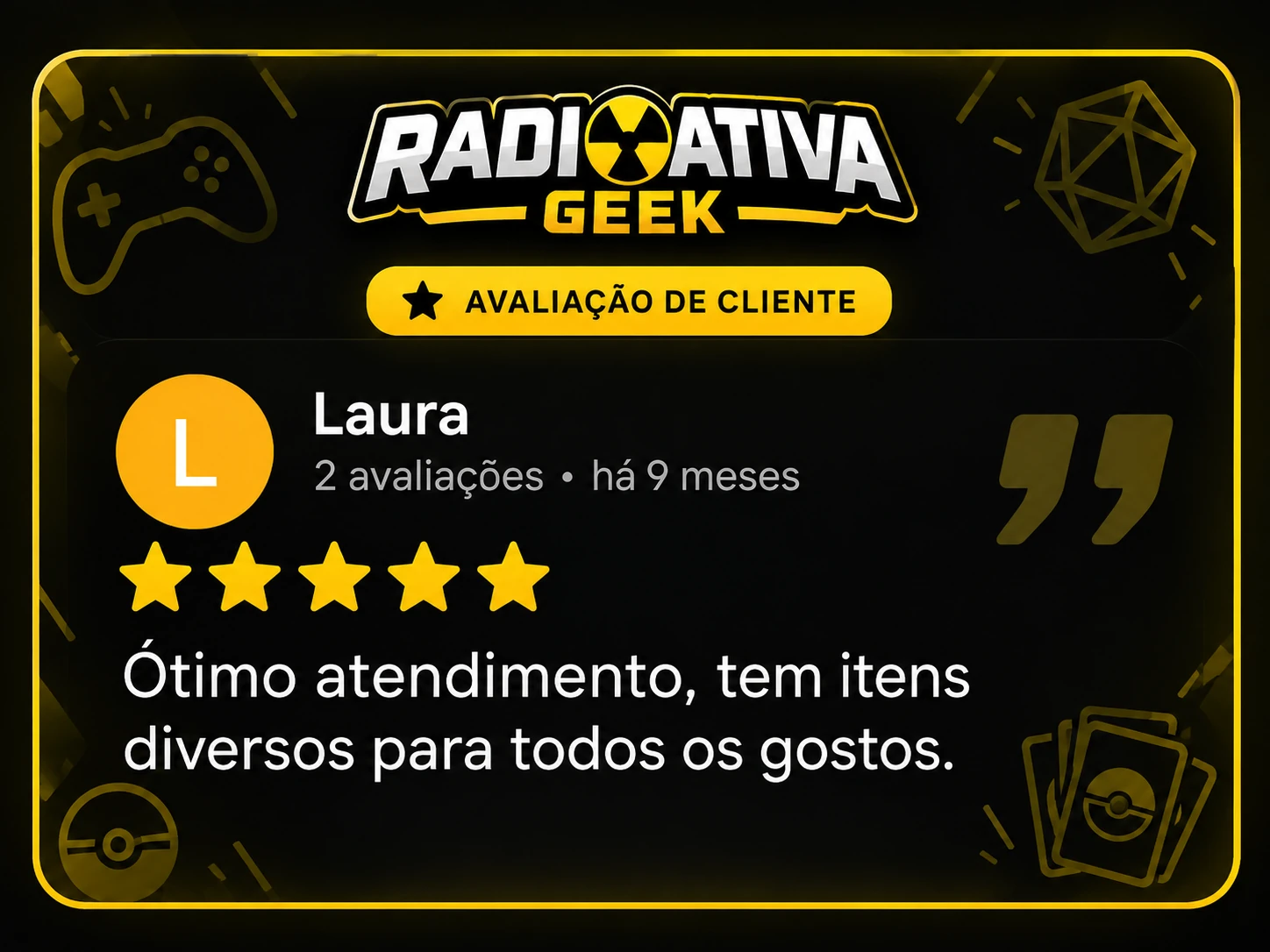 Laura. 5 estrelas. Ótimo atendimento, tem itens diversos para todos os gostos.